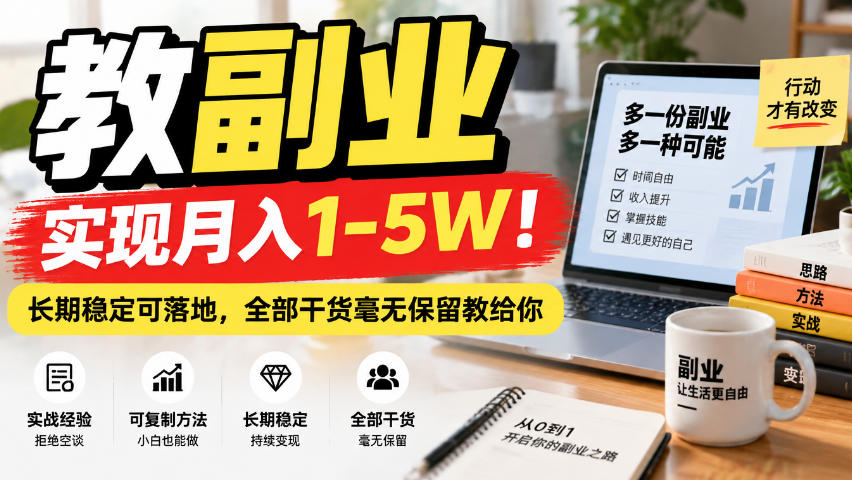 “教副业”实现月入1-5W!长期稳定可落地,全部干货毫无保留教给你-娜娜项目网