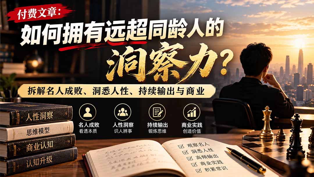 付费文章：如何拥有远超同龄人的洞察力？拆解名人成败、洞悉人性、持续输出与商业实践-娜娜项目网