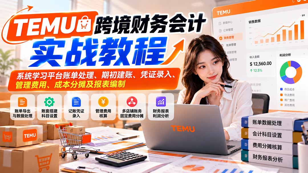 TEMU跨境财务会计实战教程:系统学习平台账单处理、期初建账、凭证录入、管理费用、成本分摊及报表编制-娜娜项目网