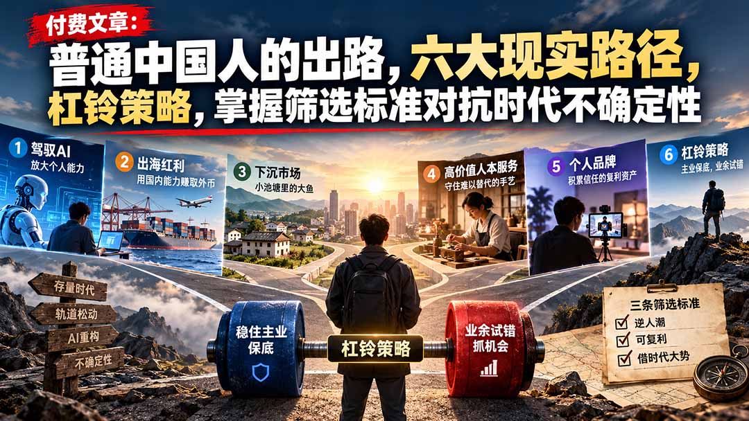 付费文章:普通中国人的出路,六大现实路径,杠铃策略,掌握筛选标准对抗时代不确定性-娜娜项目网