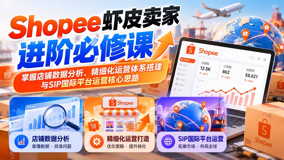 Shopee虾皮卖家进阶必修课：掌握店铺数据分析、精细化运营体系搭建与SIP国际平台运营核心思路-娜娜项目网