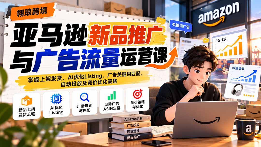亚马逊新品推广与广告流量运营课：掌握上架发货、AI优化Listing、广告关键词匹配、自动投放及竞价优化策略-娜娜项目网