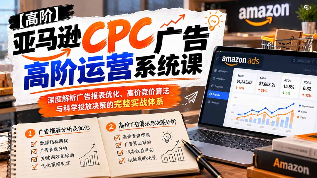 亚马逊CPC广告高阶运营系统课：深度解析广告报表优化、高价竞价算法与科学投放决策的完整实战体系-娜娜项目网