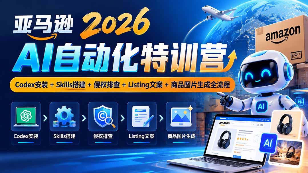 亚马逊2026AI自动化-10月特训营:Codex安装+Skills搭建+侵权排查+Listing文案+商品图片生成全流程-娜娜项目网