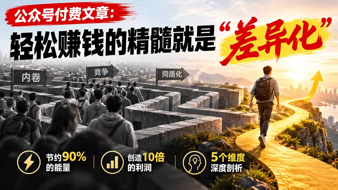 公众号付费文章:轻松赚钱的精髓就是“差异化”-娜娜项目网