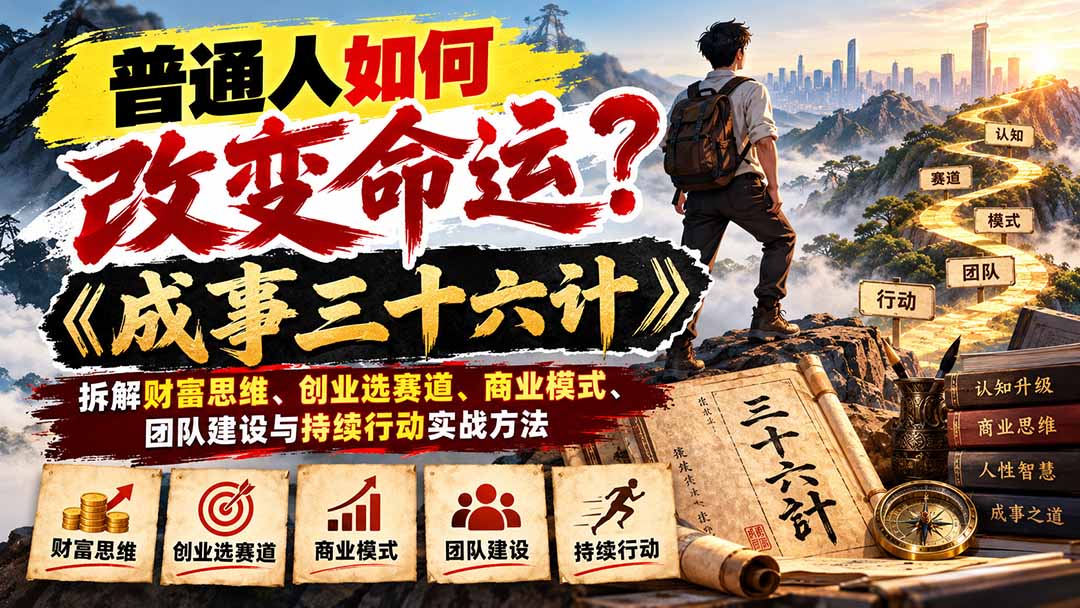 普通人如何改变命运?《成事三十六计》拆解财富思维、创业选赛道、商业模式、团队建设与持续行动实战方法-娜娜项目网