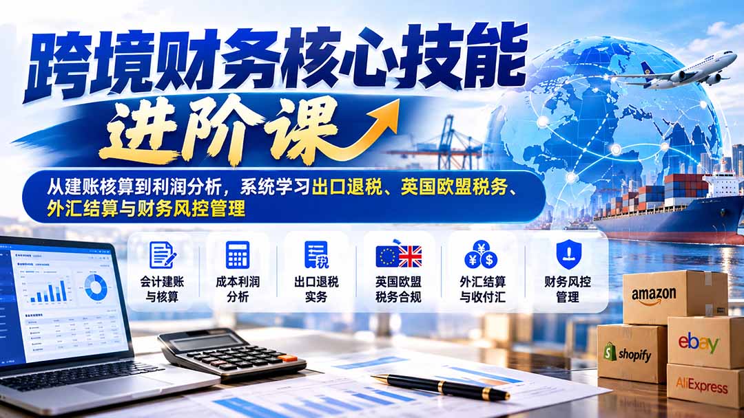 跨境财务核心技能进阶课:从建账核算到利润分析,系统学习出口退税、英国欧盟税务、外汇结算与财务风控管理-娜娜项目网