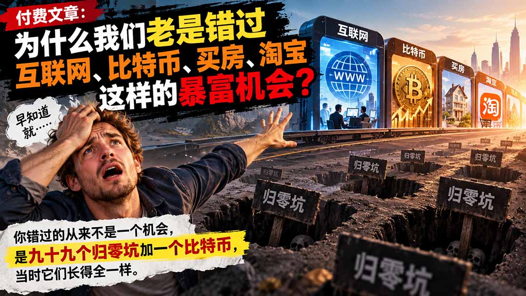 付费文章：为什么我们老是错过互联网、比特币、买 房、淘宝这样的暴富机会？-娜娜项目网