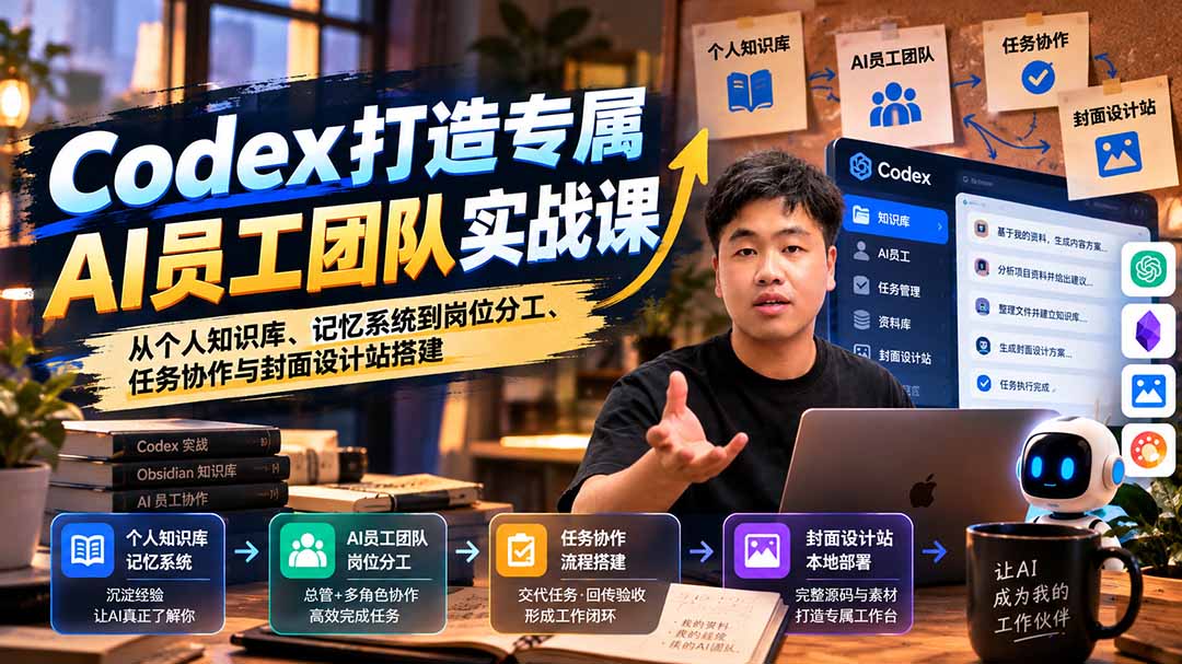 【无水印】Codex打造专属AI员工团队实战课:从个人知识库、记忆系统到岗位分工、任务协作与封面设计站搭建-娜娜项目网