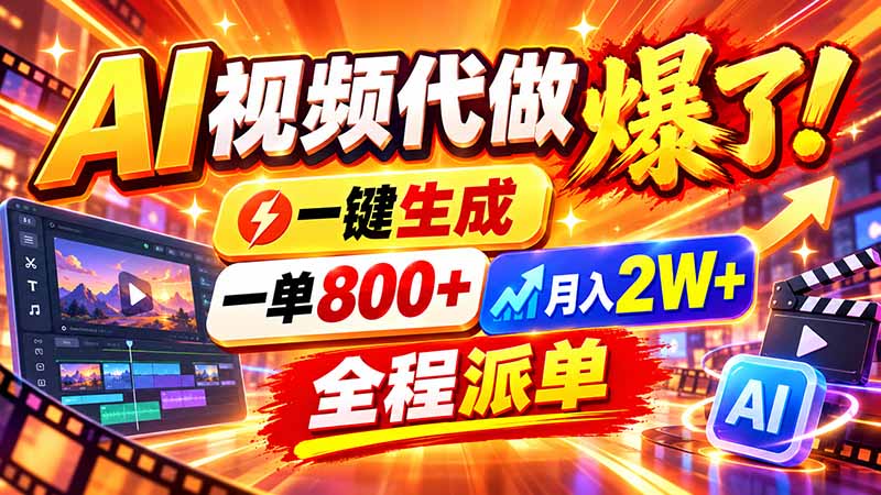 2026年底新赛道,AI视频代做一单800+,小白可做,告别打工-娜娜项目网