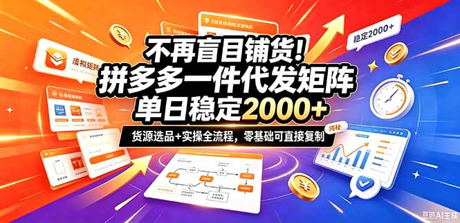 不再盲目铺货！拼多多一件代发矩阵落地攻略，提供优质货源店铺运营全流程，零基础可直接复制-娜娜项目网