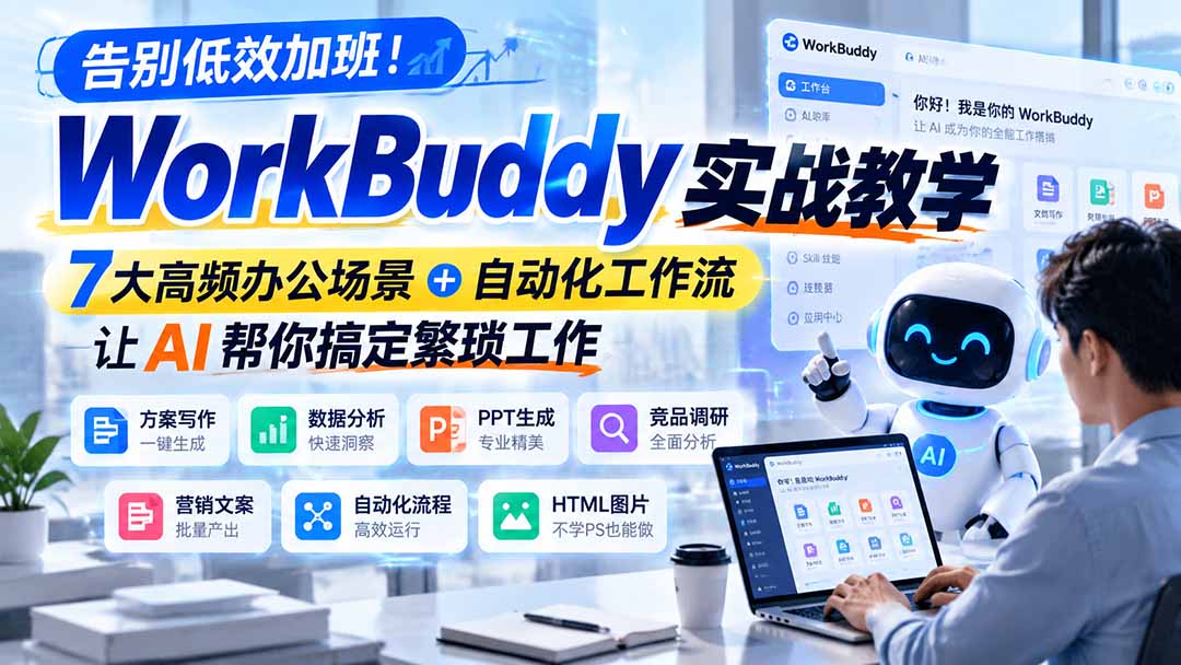 告别低效加班!WorkBuddy实战教学,7大高频办公场景+自动化工作流,让AI帮你搞定繁琐工作-娜娜项目网