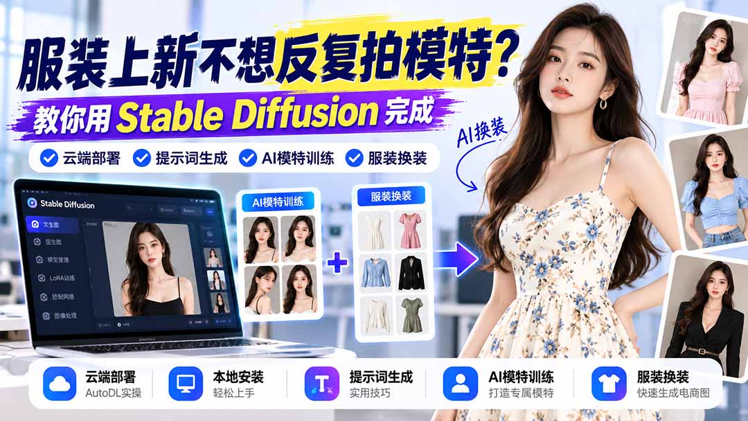 服装上新不想反复拍模特？教你用Stable Diffusion完成云端部署、提示词生成、AI模特训练与换装-娜娜项目网