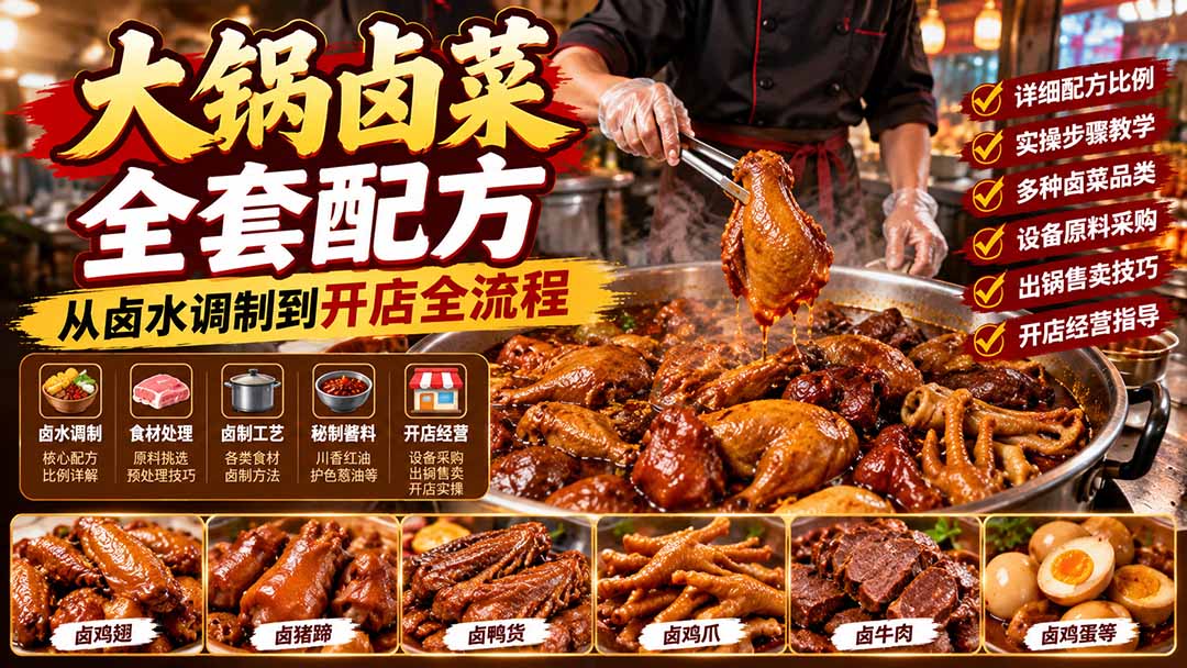 大锅卤菜全套配方,从卤水调制到开店全流程,感觉学会了去摆摊也不错-娜娜项目网