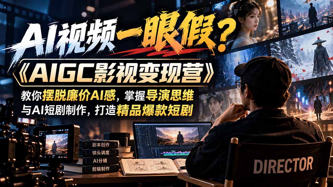 【无水印】AI视频一眼假?《AIGC影视变现营》教你摆脱廉价AI感,掌握导演思维与AI短剧制作,打造精品爆款短剧-娜娜项目网