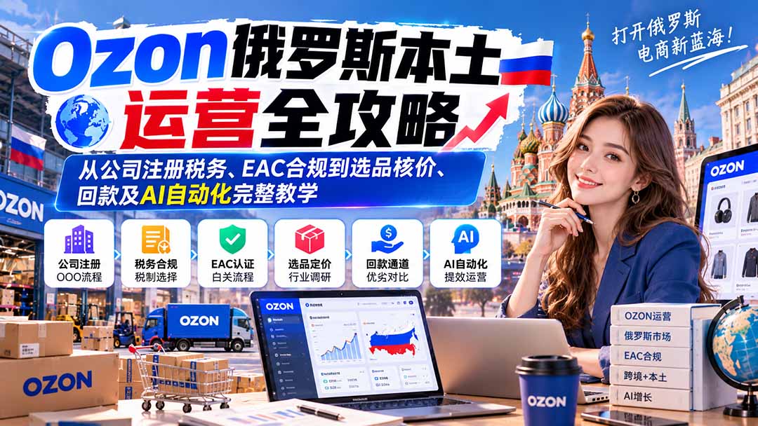 Ozon俄罗斯本土运营全攻略:从公司注册税务、EAC合规到选品核价、回款及AI自动化完整教学-娜娜项目网