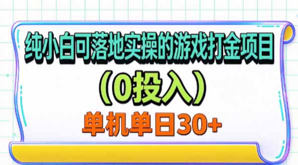 纯小白可落地实操的游戏打金项目(0投入)单机单号30+-娜娜项目网
