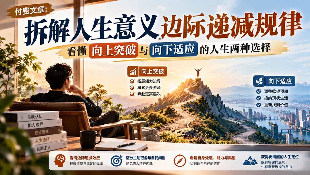 付费文章:拆解人生意义边际递减规律,看懂向上突破与向下适应的人生两种选择-娜娜项目网