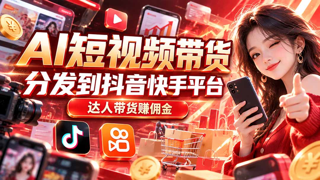 【AI短视频带货】分发到抖音快手平台，达人带货赚佣金-娜娜项目网