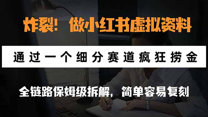 炸裂!做小红书虚拟资料,通过一个细分赛道疯狂捞金,全链路保姆级拆解,简单容易复刻-娜娜项目网