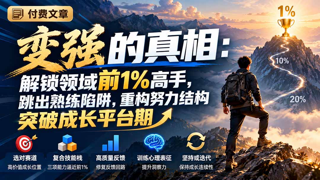 付费文章:变强的真相:解锁领域前1%高手,跳出熟练陷阱,重构努力结构突破成长平台期-娜娜项目网