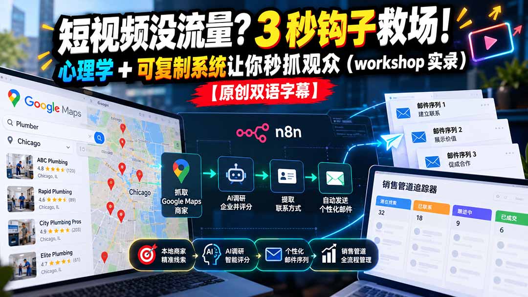 短视频没流量?3 秒钩子救场!心理学 + 可复制系统让你秒抓观众(workshop 实录)【原创双语字幕】-娜娜项目网
