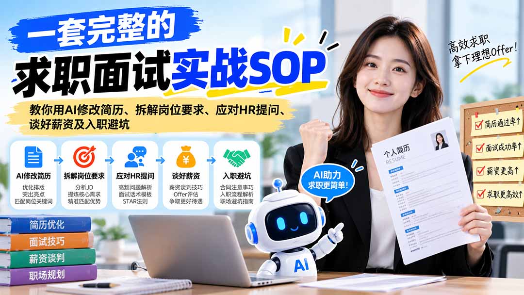 一套完整的求职面试实战SOP：教你用AI修改简历、拆解岗位要求、应对HR提问、谈好薪资及入职避坑-娜娜项目网