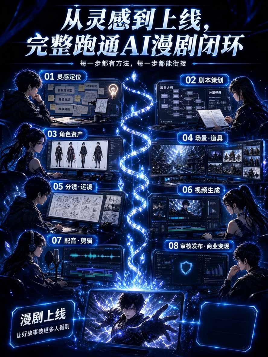图片[2]-【无水印】2026AI漫剧创作与商业变现掘金营：打通选题→AI编剧→角色场景→自动分镜→视频生成→剪辑发布→运营变现-娜娜项目网