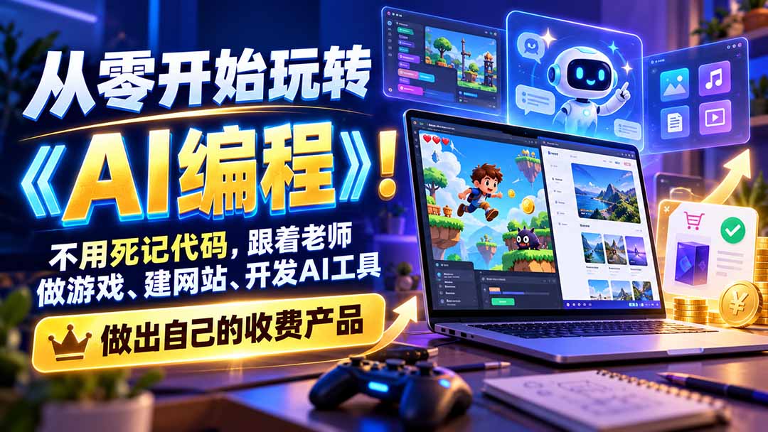 从零开始玩转《AI编程》!不用死记代码,跟着老师做游戏、建网站、开发AI工具,最后完成自己的收费产品-娜娜项目网