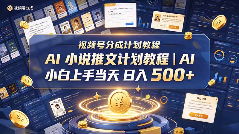 最新视频号分成计划教程|AI 小说推文,小白上手当天日入 500+-娜娜项目网