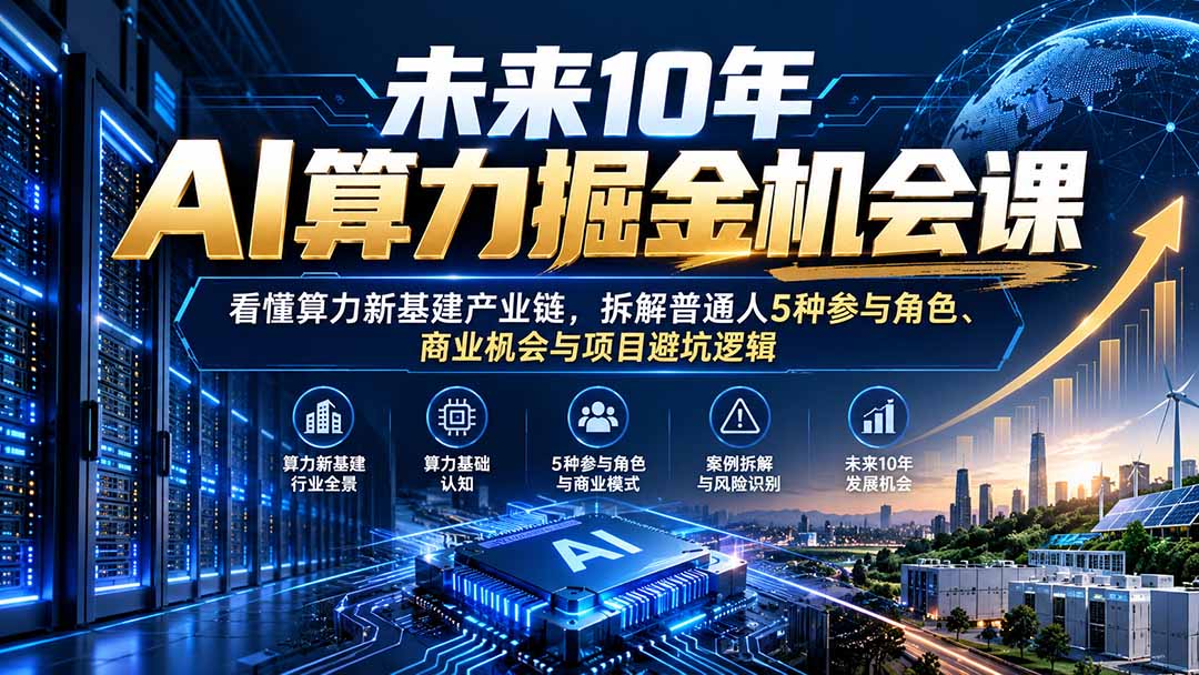 未来10年AI算力掘金机会课:看懂算力新基建产业链,拆解普通人5种参与角色、商业机会与项目避坑逻辑-娜娜项目网