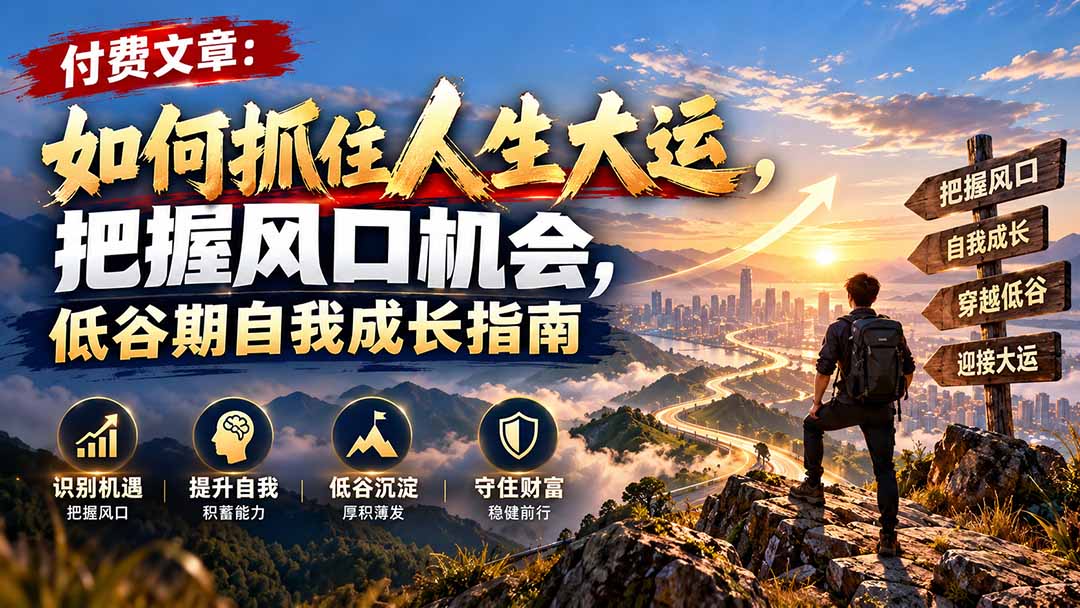 付费文章:如何抓住人生大运,把握风口机会,低谷期自我成长指南-娜娜项目网