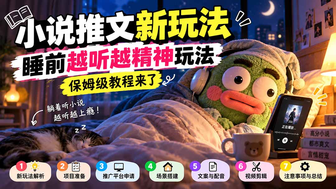 小说推文新玩法,睡前越听越精神玩法,保姆级教程来了-娜娜项目网